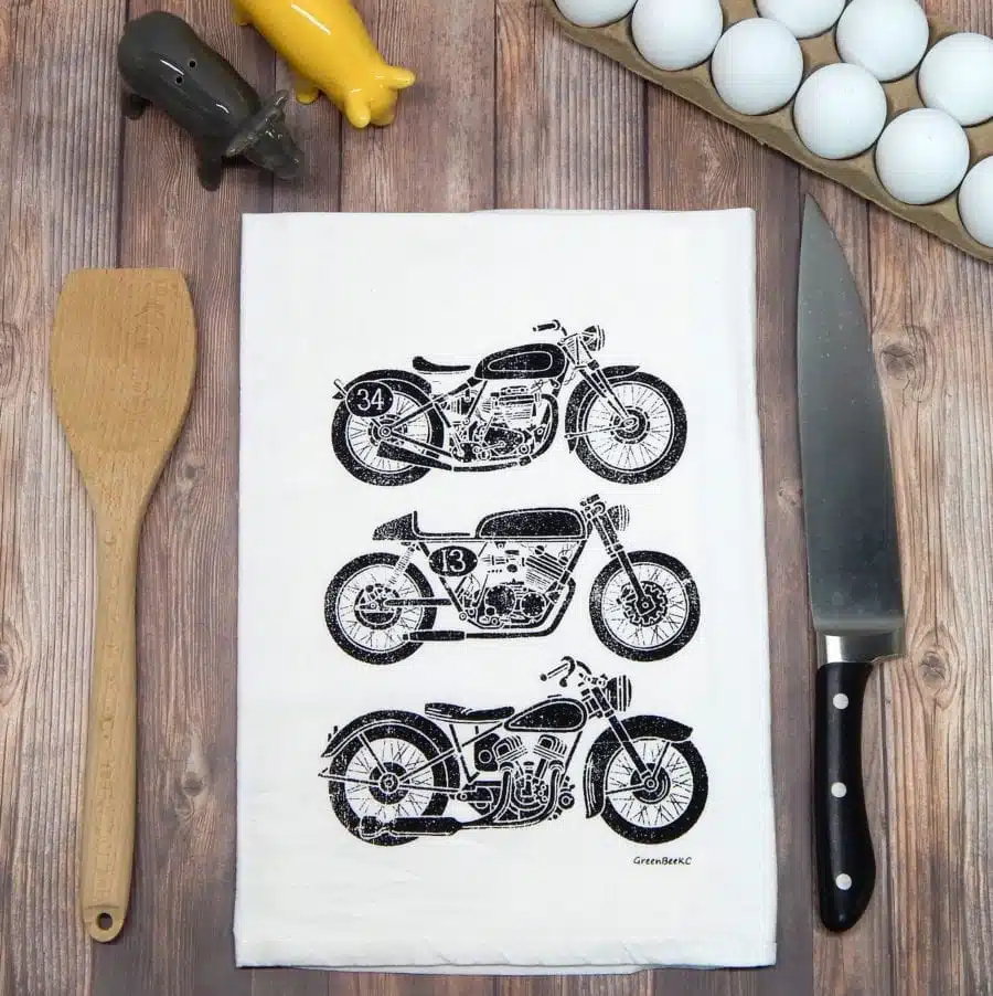 Vintage Motorcycle Tea Towel