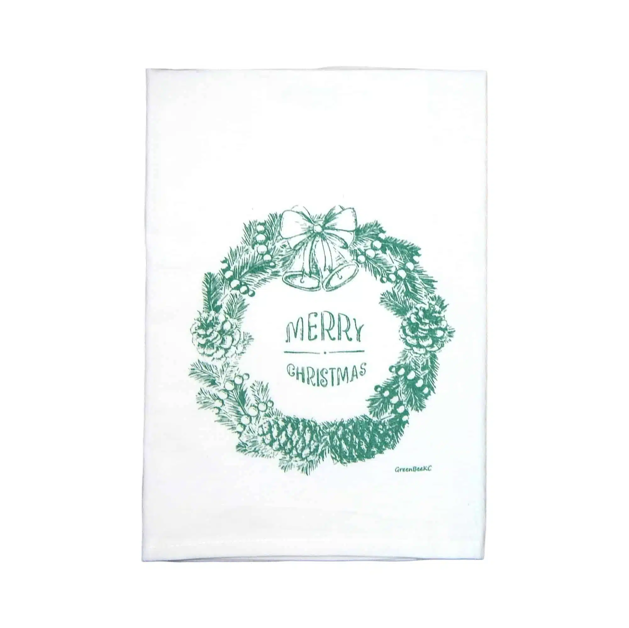 merry Christmas wreath Christmas kitchen tea towel