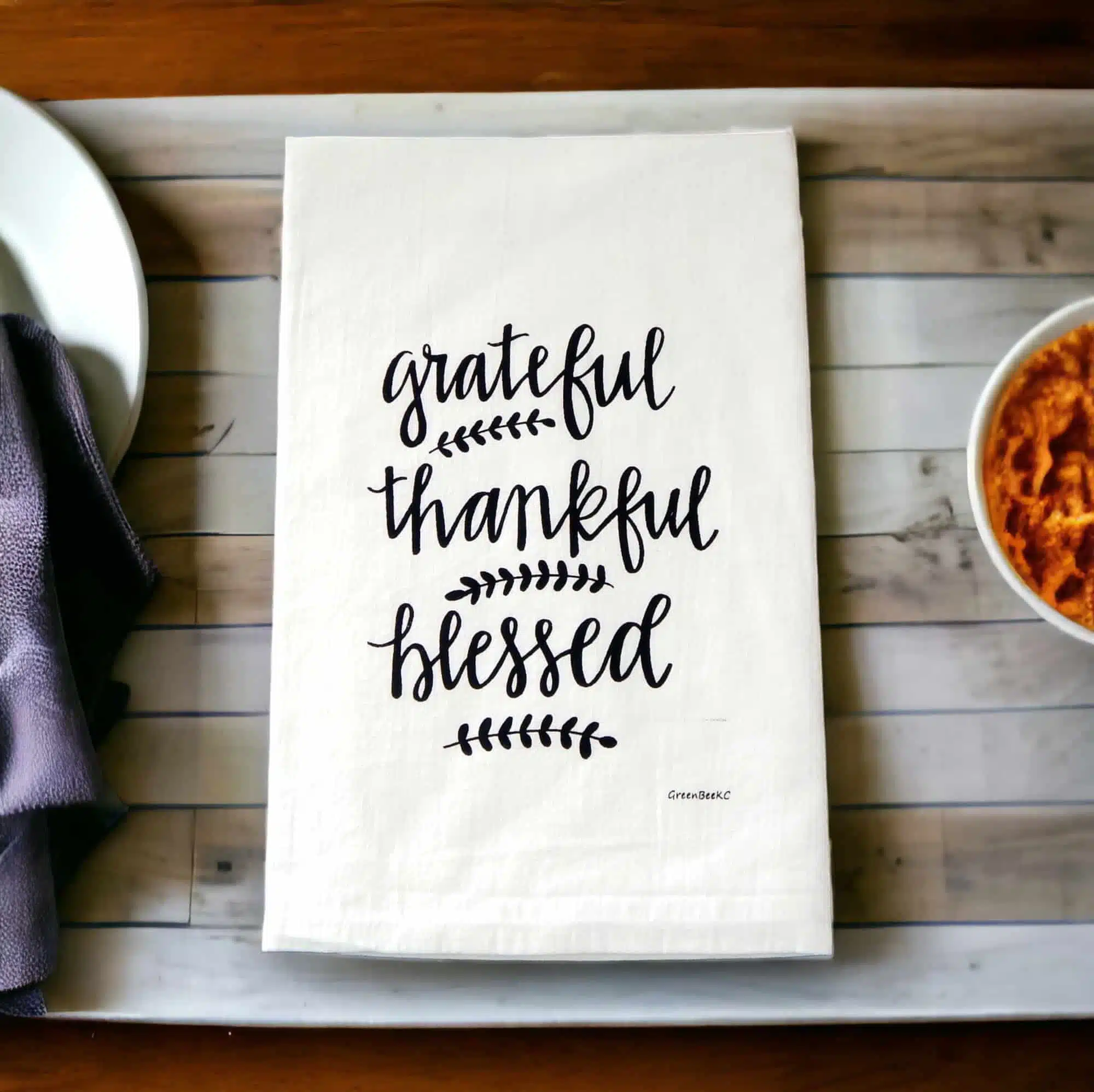 Natural Life Thankful Grateful Kitchen Dish Towel