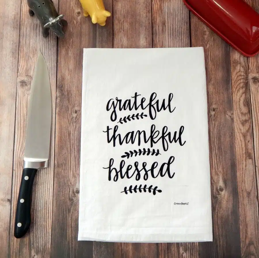 Grateful thankful blessed - Green Bee Tea Towels