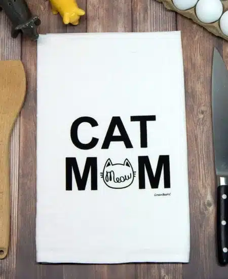 Cat mom tea towel