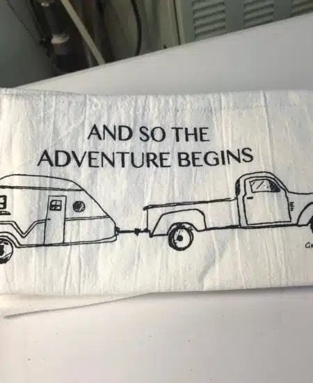 Adventure Begins Camper Tea Towel