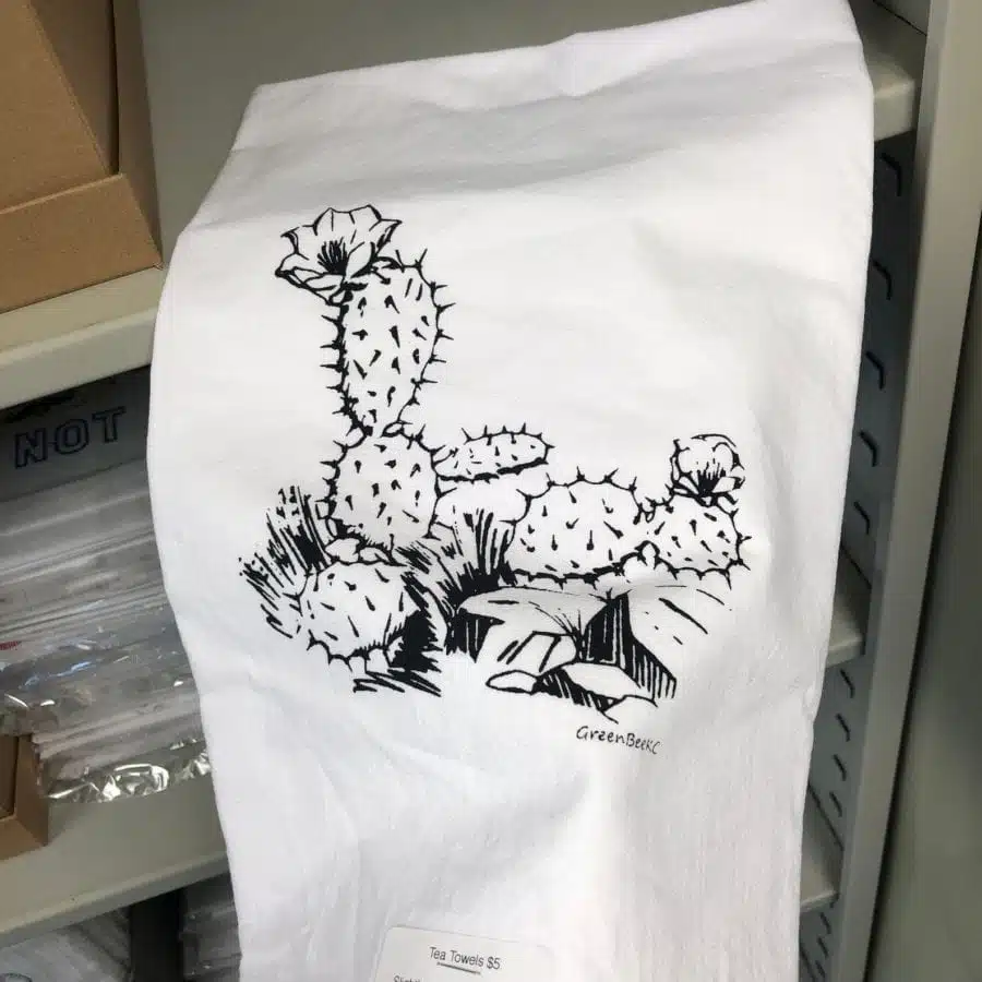 Cactus Tea Towel Seconds Sale Black Ink