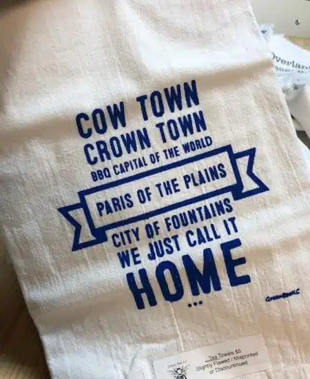 Cow Town Tea Towel Seconds Sale Blue Ink