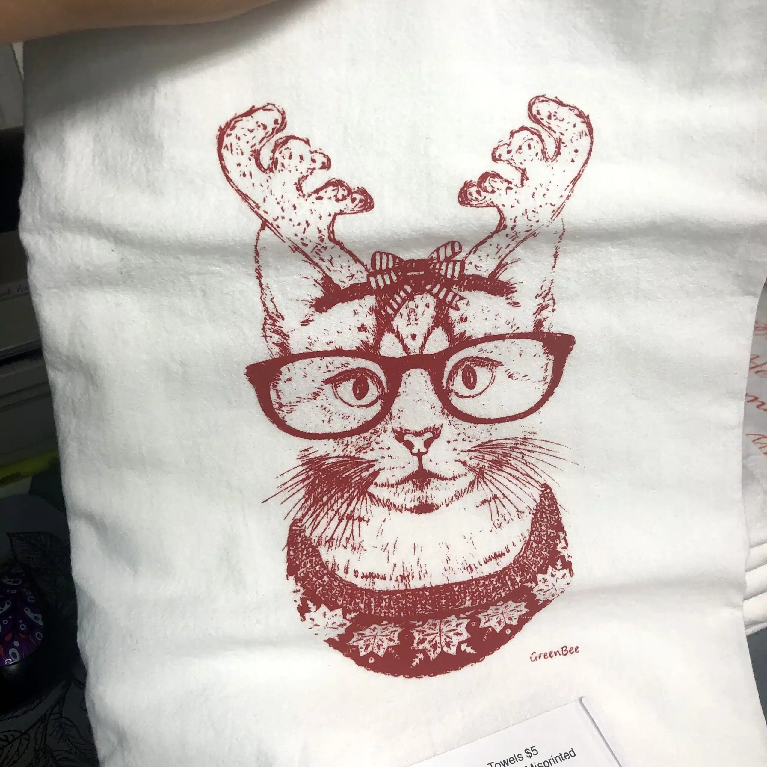 Hipster Cat Tea Towel