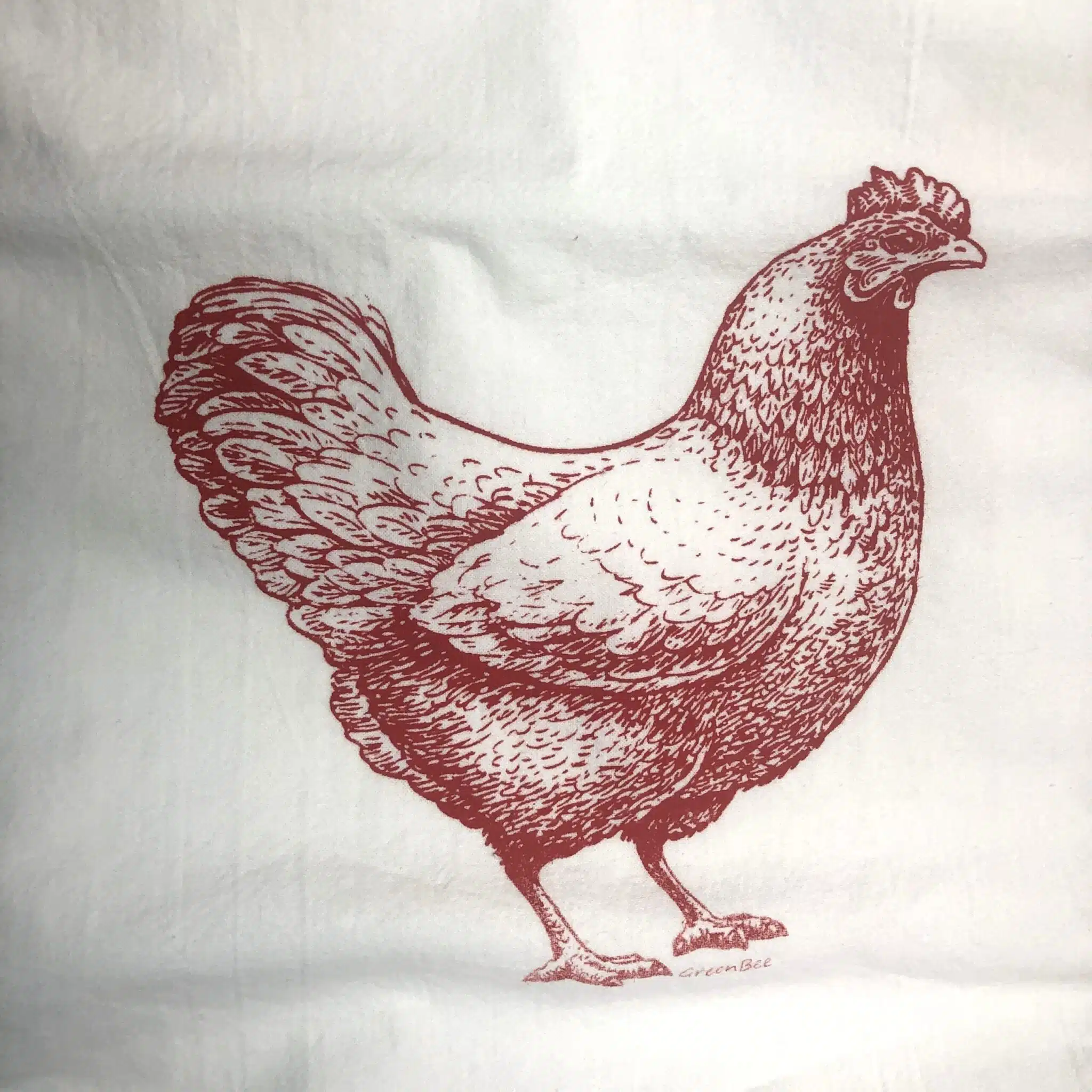 Flour Sack Towel, Hand Printed, Red Cows, Kitchen Towels