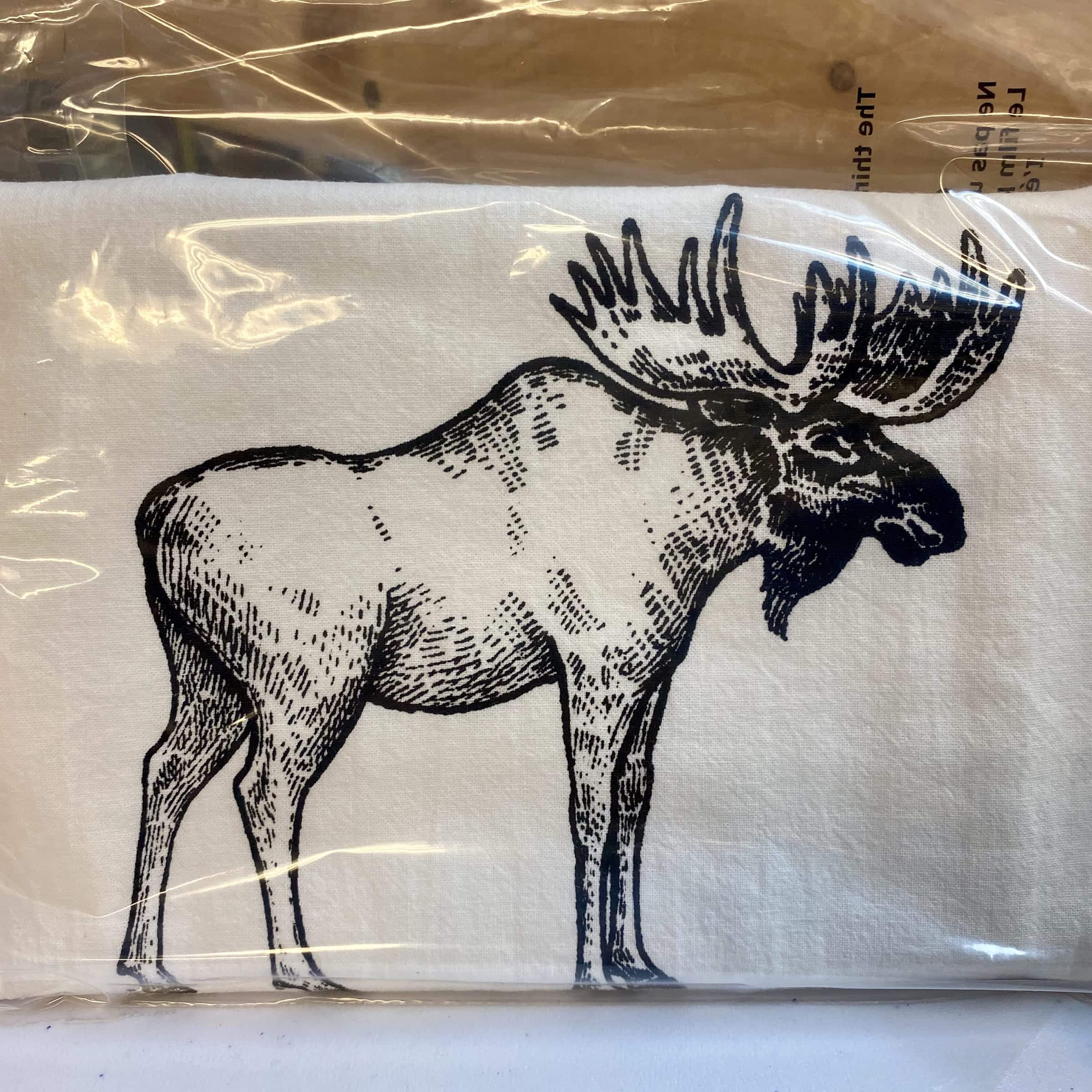 Moose Christmas Lights Flour Sack Kitchen Towel