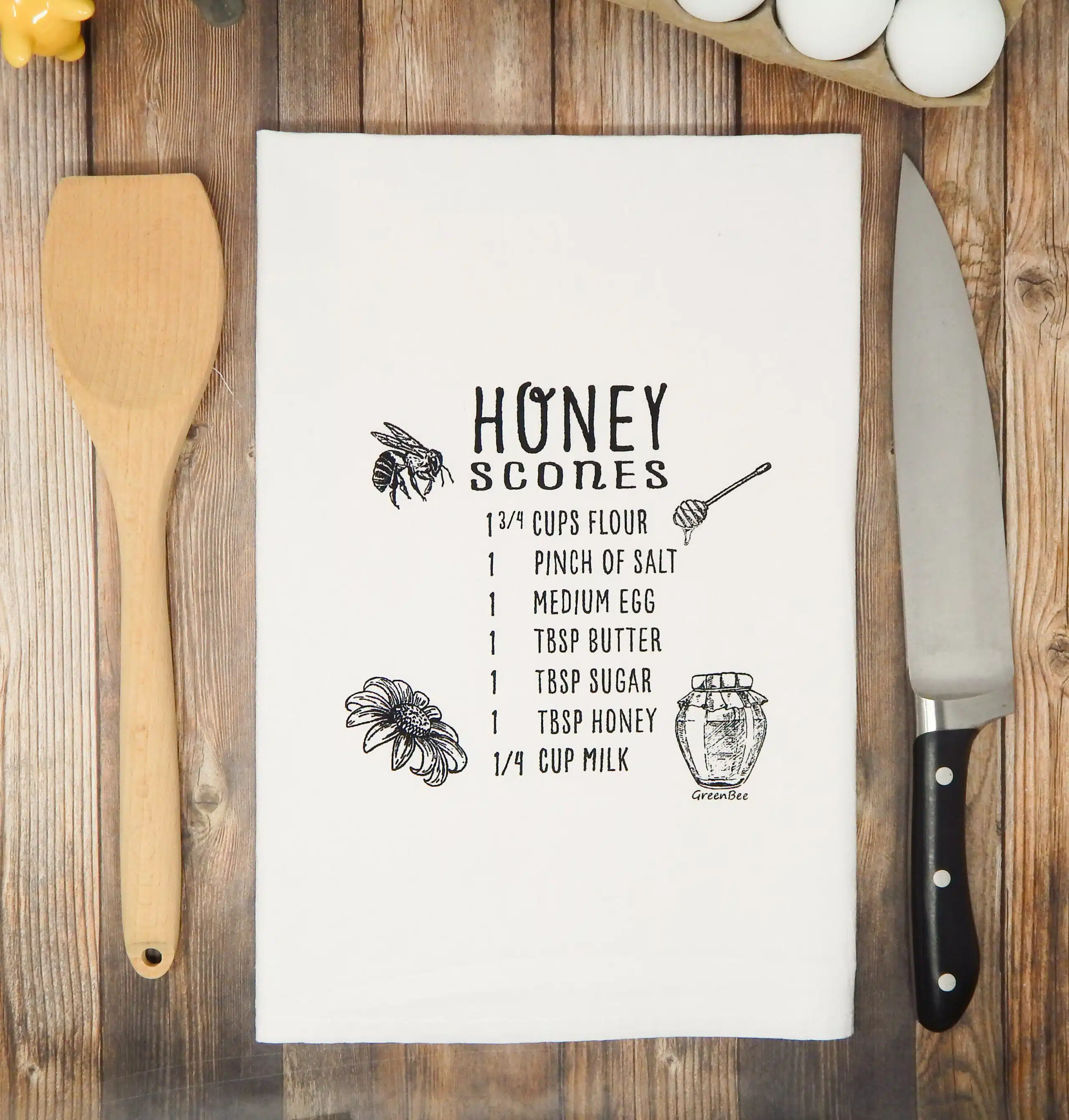Honey Scones Recipe Tea Towel
