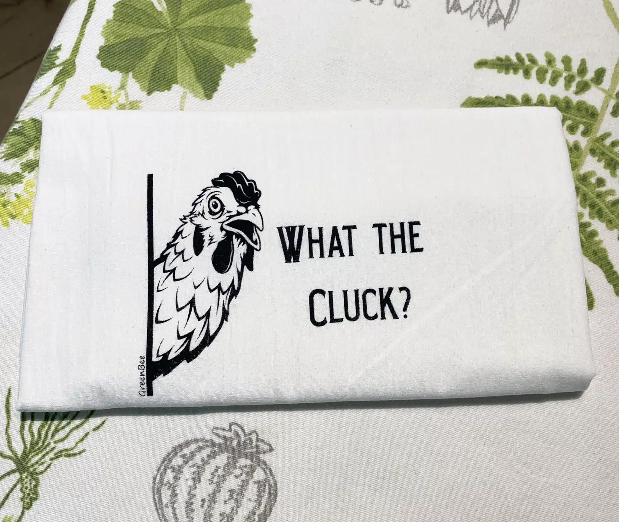 what the cluck chicken slightly flawed kitchen tea towel