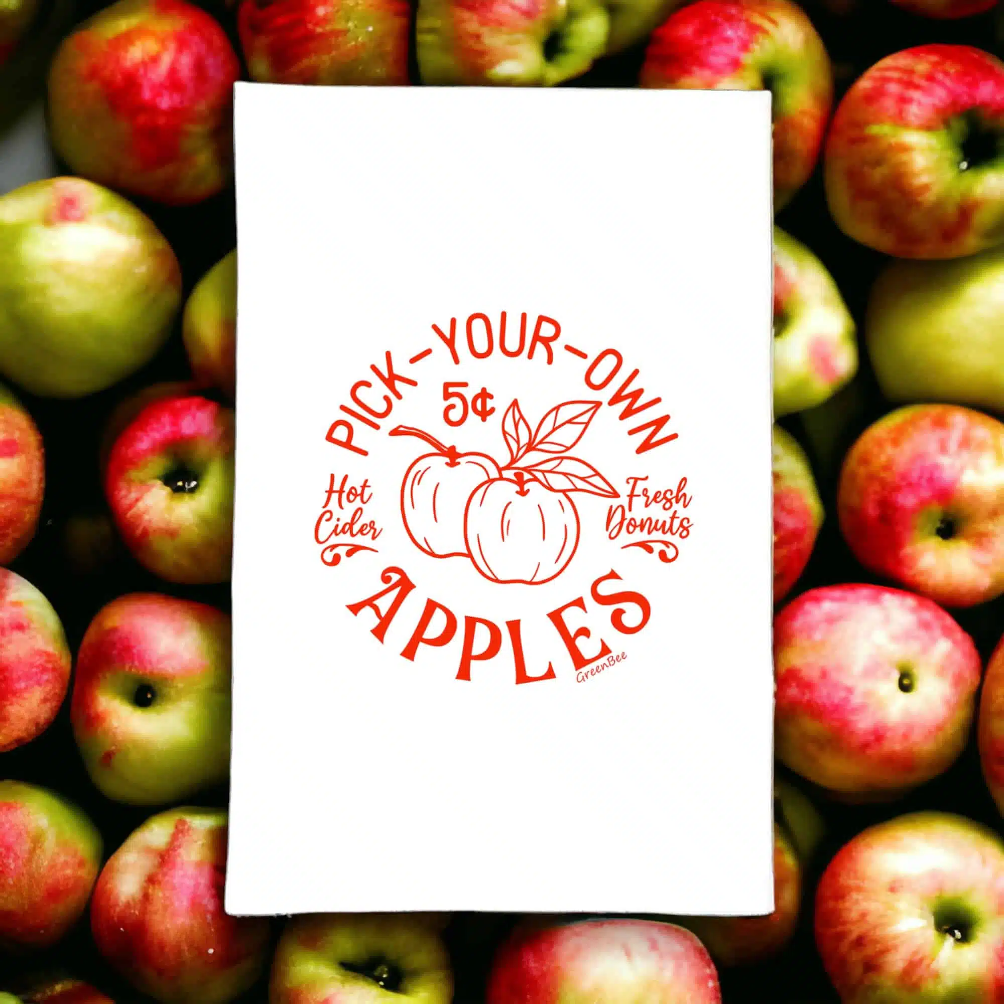 pick your own apples kitchen tea towel