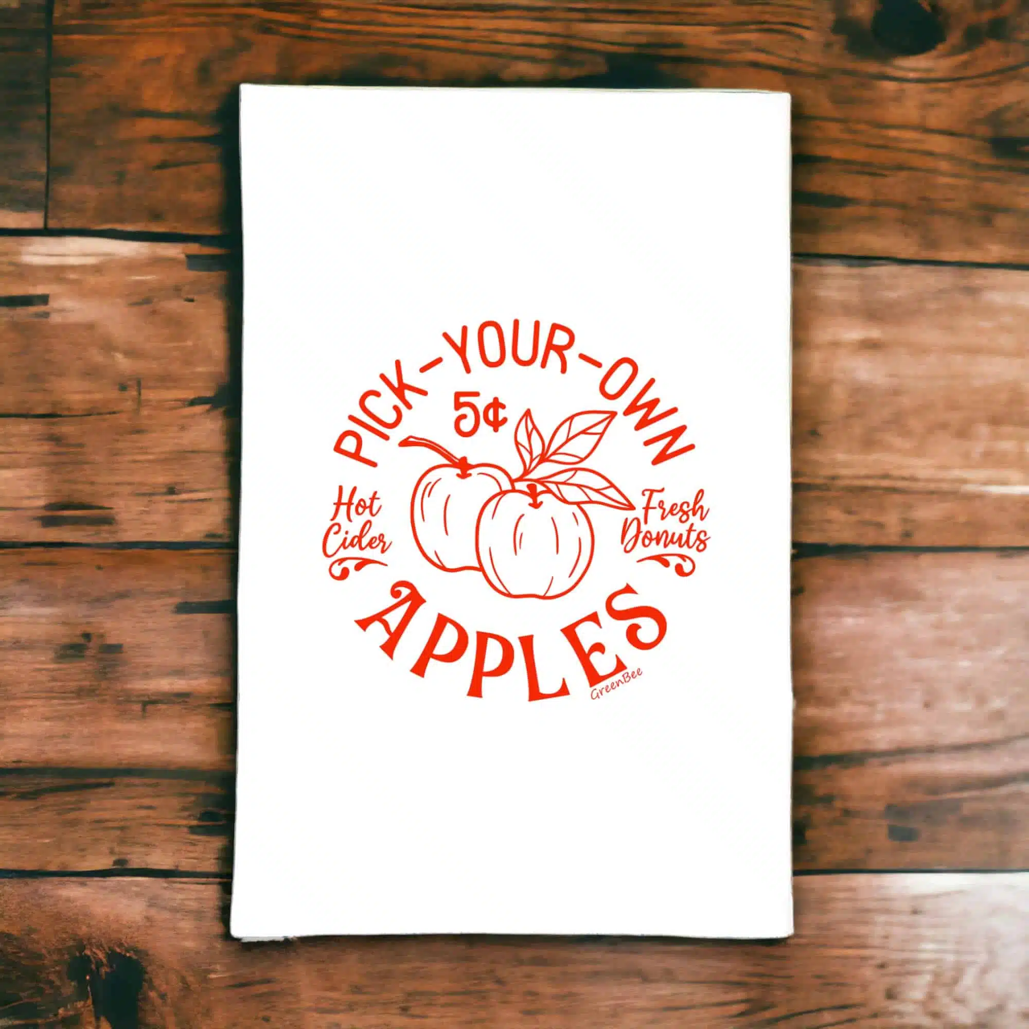 pick your own apples kitchen tea towel