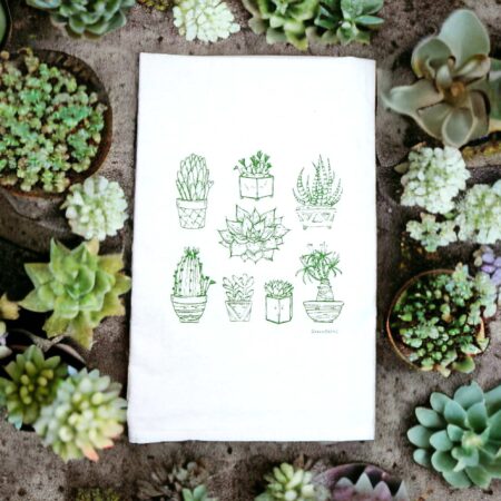 succulent cactus kitchen tea towel
