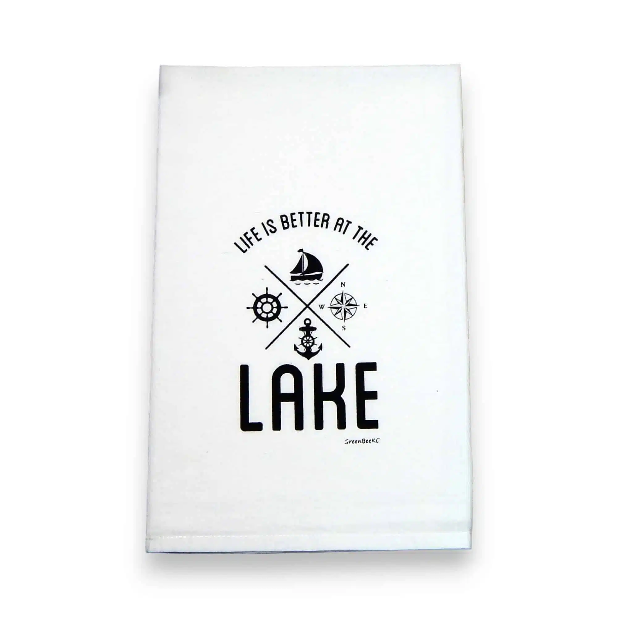 life is better at the lake kitchen tea towel