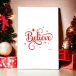 Believe Christmas kitchen tea towel