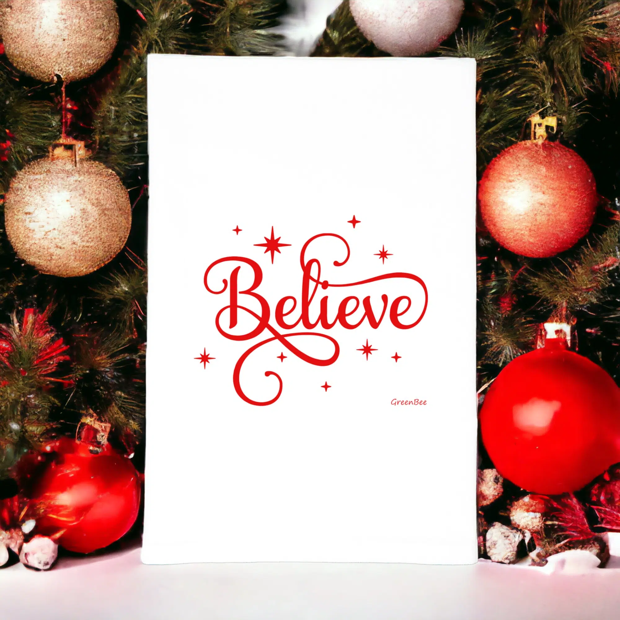 Believe Christmas kitchen tea towel