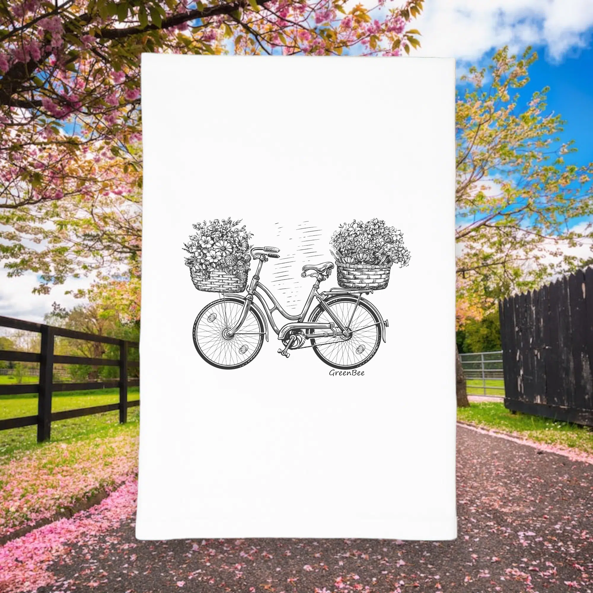 Ladies Bicycle With Baskets of Flower on the From and Back